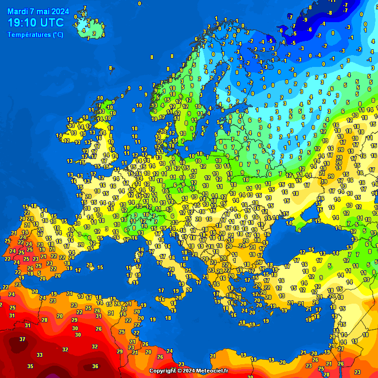 Evening temperatures Europe – Major cities #weather (Temperaturile serii in Europa)