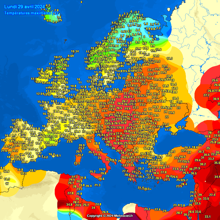 Daily Min/Max Temperature Recorded by Synop Reports #Europe