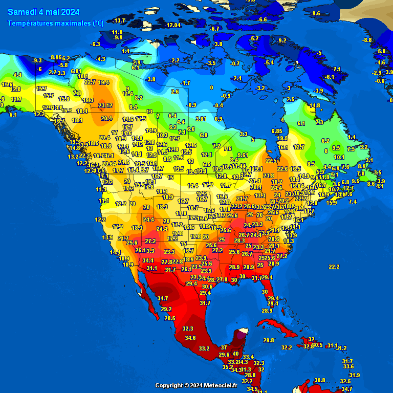 Daily Min/Max Temperature Recorded by Synop Reports #USA #Canada