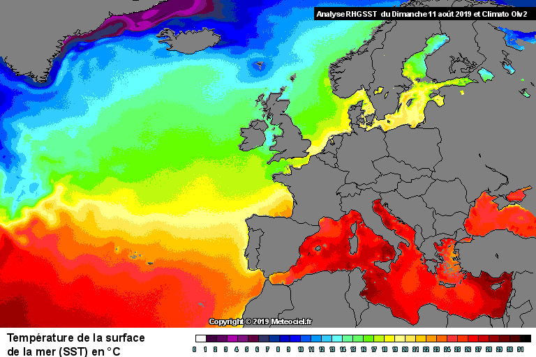 TempÃ©rature de la mer (SST) en Europe 